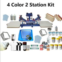 4 Color 2 Station  Rotary Press Machine with Ink Squeegee Screen Printin... - $893.48