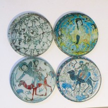 Set Of 4 Handcrafted Ceramic Coasters With Persian Art &amp; Mythical Design... - $11.88