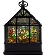 Lighted water lantern greenhouse glitter snow globe with birds and topia... - £102.31 GBP