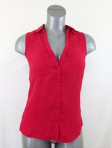 Ricki&#39;s Women&#39;s XS Red Polyester Sleeveless V Neck Button Up Casual Shir... - £7.13 GBP