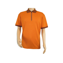 Men Sports Shirt DE-NIKO Short Sleeves Cotton Zipper Polo Shirt DBK104 Rust image 8