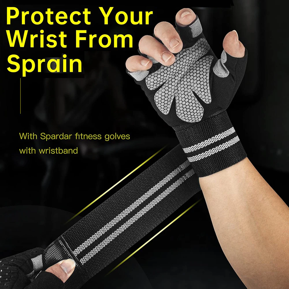 Sporting Fingerless Workout Gloves Men and Women Weight Lifting Gloves With Wris - £24.35 GBP