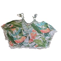 Lauren Conrad xl green floral sleeveless shirt - £7.98 GBP