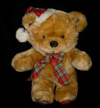 16&quot; Vintage Cuddle Wit Christmas Santa Teddy Bear Brown Stuffed Animal Plush Toy - £22.51 GBP