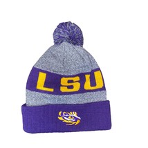 Louisiana State University LSU Tigers Pom Pom Beanie Grey Purple Gold Hat - £22.17 GBP