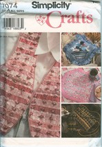 Simplicity 7074 Betsy Mazziotti VEST XS-XL Placemat Pillow pattern sewin... - $9.88