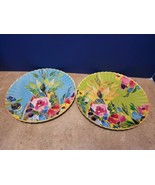 Pier 1 Imports Melamine 8.75&quot; plates set of 2 bright beautiful bold colo... - £27.42 GBP
