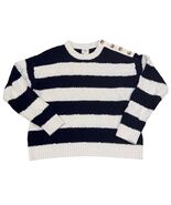 St Johns Bay Blue White Wide Stripe Sweater Womens Size Large Nautical P... - $367.22 MXN