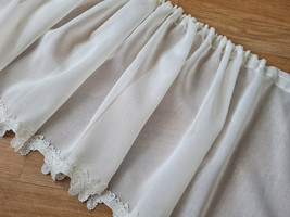 Cafe kitchen ivory tulle, curtain Farmhouse, small window valance lace buterfly - £27.56 GBP