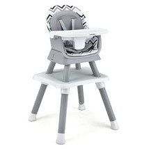 6-in-1 Convertible Baby High Chair with Adjustable Removable Tray-Gray &amp;... - £125.80 GBP