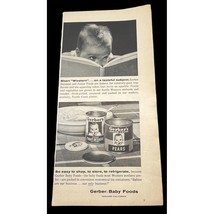 Gerber Baby Foods Print Ad Vintage 1955 Reading Book Pears and Fruit Dessert Can - £13.56 GBP