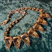 Filigree cone topaz glass necklace, filigree open work, 15 inch, beautiful - $125.00