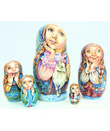 5p Handpainted Only one Russian Nesting Doll &quot;Girls with their goats&quot;, C... - £384.24 GBP
