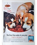 Gravy Train Makes its own gravy dogs dog food right bowl-1962 Vintage Pr... - $7.38