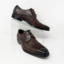 Gifennse Mens Brown Leather Handmade Lace up Oxford Dress Shoes, Size 8 - £44.17 GBP