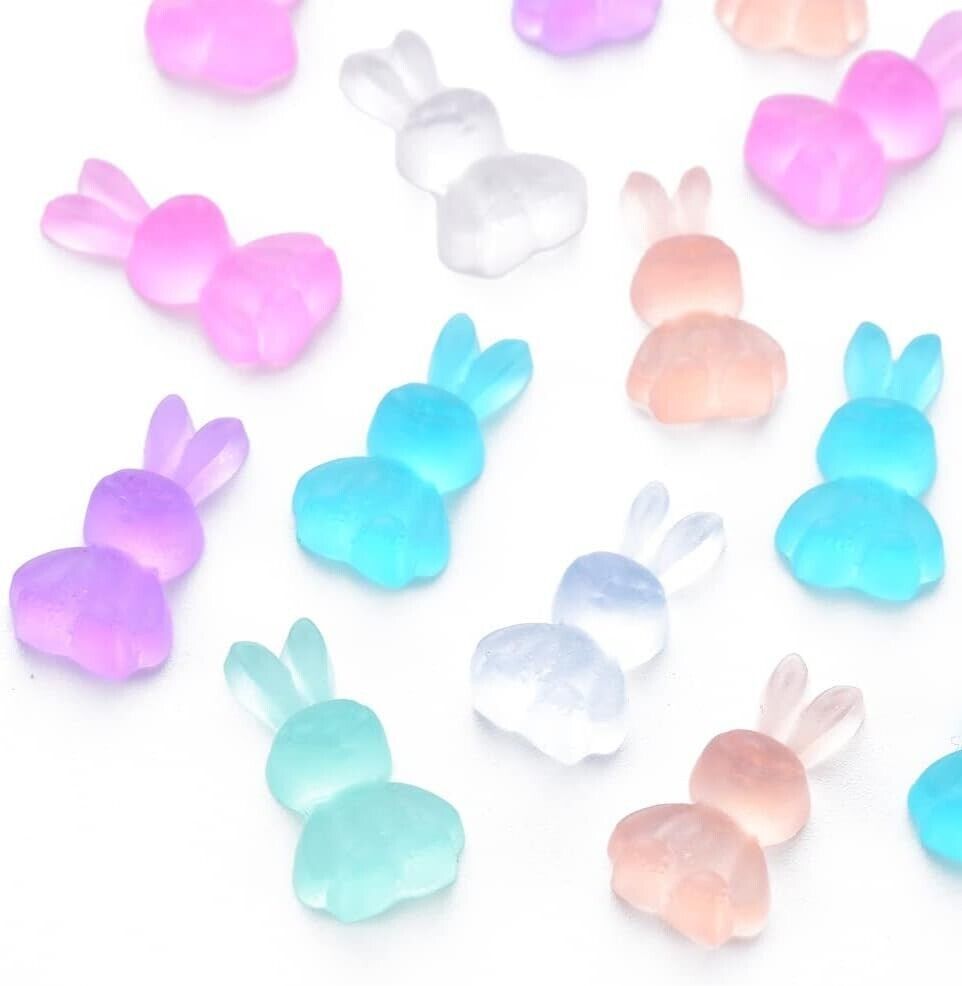 Primary image for Bunny Cabochons Resin Flat Backs Rabbit Flatbacks Easter Jewelry Pastel Bulk 50