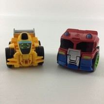 Playskool Heroes Transformers Flip Racers Optimus Prime Bumblebee 2&quot; Figure Lot - £25.54 GBP