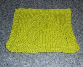Handmade Knit Cocker Spaniel Dog Green Dishcloth English Canine Love Bra... - $8.49