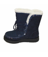 Lands End Girl&#39;s Size US 11, Fleece Lined Cozy Boots, Dark Denim Blue - £27.40 GBP
