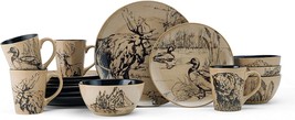 16 Piece Dinner Set Dinnerware Modern Plates Salad Bowls Mugs Stoneware ... - $110.50