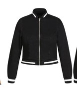 NWT City Chic Sofia Crop Varsity Jacket in Black Size 22 - $103.36 CAD