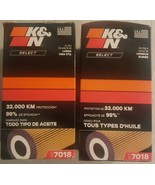 K&N Select Oil Filter SO 7018 20,000 Miles Protection 99% Efficiency LOT of 2  - £13.56 GBP