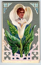 Easter Postcard Choir Boy Inside Lily Flower Bud Embossed John Winsch Back 1910 - £9.67 GBP