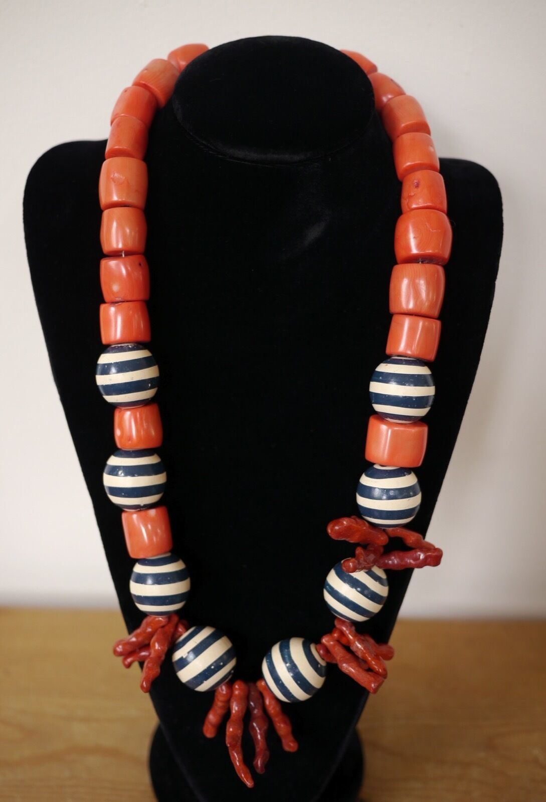 Tory Burch Prototype Real Coral Wood Bead Resort Wear Chunky Statement Necklace - $1,599.00