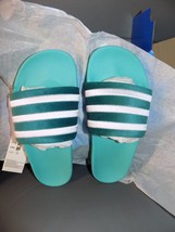 Adidas Originals Adilette Velour Slides Mint Rush/White/Teal Size 8 Wome... - $47.45