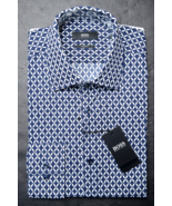 Made In Italy Hugo Boss Men Jango Slim Fit Dark Blue Cotton Dress Shirt 38 15 - $68.60