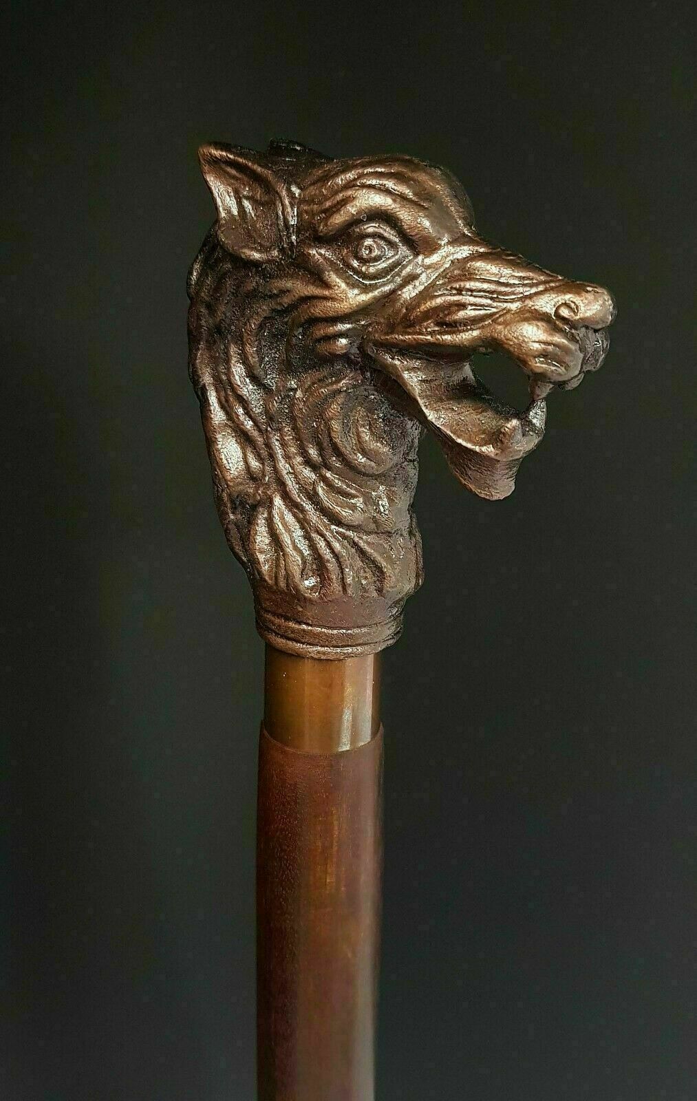 Victorian Antique Wolf Head Handle Wooden and 50 similar items