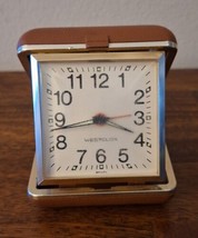 Vintage Westclox Travel Winding Alarm Clock In Folding Case Tested Works... - $12.00