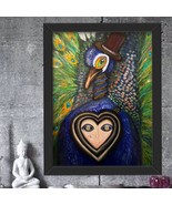 Peacock painting.Peacock oil painting on canvas,original oil,acrylic, mi... - £125.69 GBP