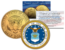 United States Air Force * Emblem * 24K Gold Plated Jfk Half Dollar Coin Military - £6.70 GBP