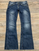 Silver Jeans &quot;Pioneer&quot; Boot-Cut Flap Pocket Raw Leg Bottoms 29/33 (Actua... - $18.81