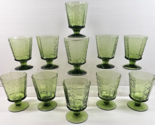 11 Seneca Brocado Green Juice Wine Glasses Set Vintage Emboss Retro Stem... - $175.10