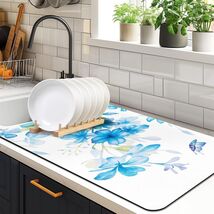 Edeesky Dish Drying Mat 12x20 Leather Diatomite Absorbent Coffee Pad Sin... - $165.24 MXN