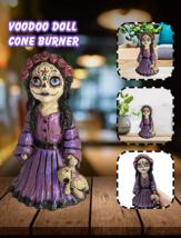 Resin Scary Voodoo Girl With Doll Incense Burner - $17.00