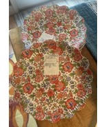 Shabby Chic Salad Plate Set/5 Orange Floral Design Melamine 9&quot;-NWT - $49.49