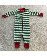 Hanna Andersson Christmas Striped Baby Pajamas Red White Green Zipper 12... - £15.21 GBP