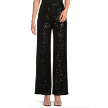 Badgley Mischka Belle Iris Sequin Straight leg Dress Pants | Sz 0, Black... - $93.50