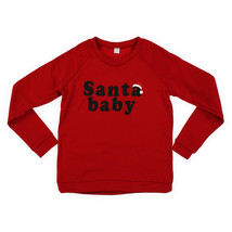 NEW Womens Santa Baby Christmas Holiday Graphic Sweatshirt ladies jr. sz. M red - £9.90 GBP