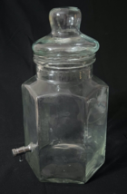 Vintage Clear Glass Water Cooler with Glass Lid&amp;  Metal Spigot - £23.96 GBP