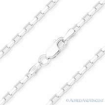 Solid 925 Italy Sterling Silver 2.2mm Long Open Box Link Italian Chain Necklace - £33.24 GBP+