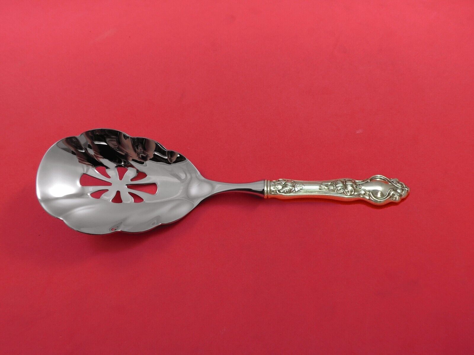 Violet by Wallace Sterling Silver Vegetable Spoon Pierced Scalloped HH WS Custom - $70.39