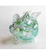 European Art Glass &quot;Bubbles&quot; Green Blue Flying Pig Ornament Witch Ball K... - £37.94 GBP