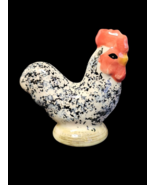 Vintage IDB Enesco Miniature Spongeware Rooster Figurine 1999 Black WHite - $18.80