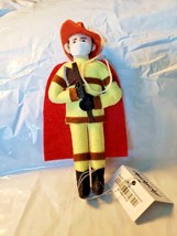Car or Tree Ornament Wool Hand Made Fireman Yellow Red  Decoration Sil - £19.18 GBP