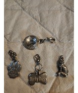 4pc Lot Dog Cat Pet Charms Pendants  1&quot; Silver Tone DIRTY DOG Bone Dish ... - $33.50 CAD