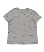 Champion T-shirt Men’s Large All Over Print Logo Crew Neck Spell Out - $22.81 CAD